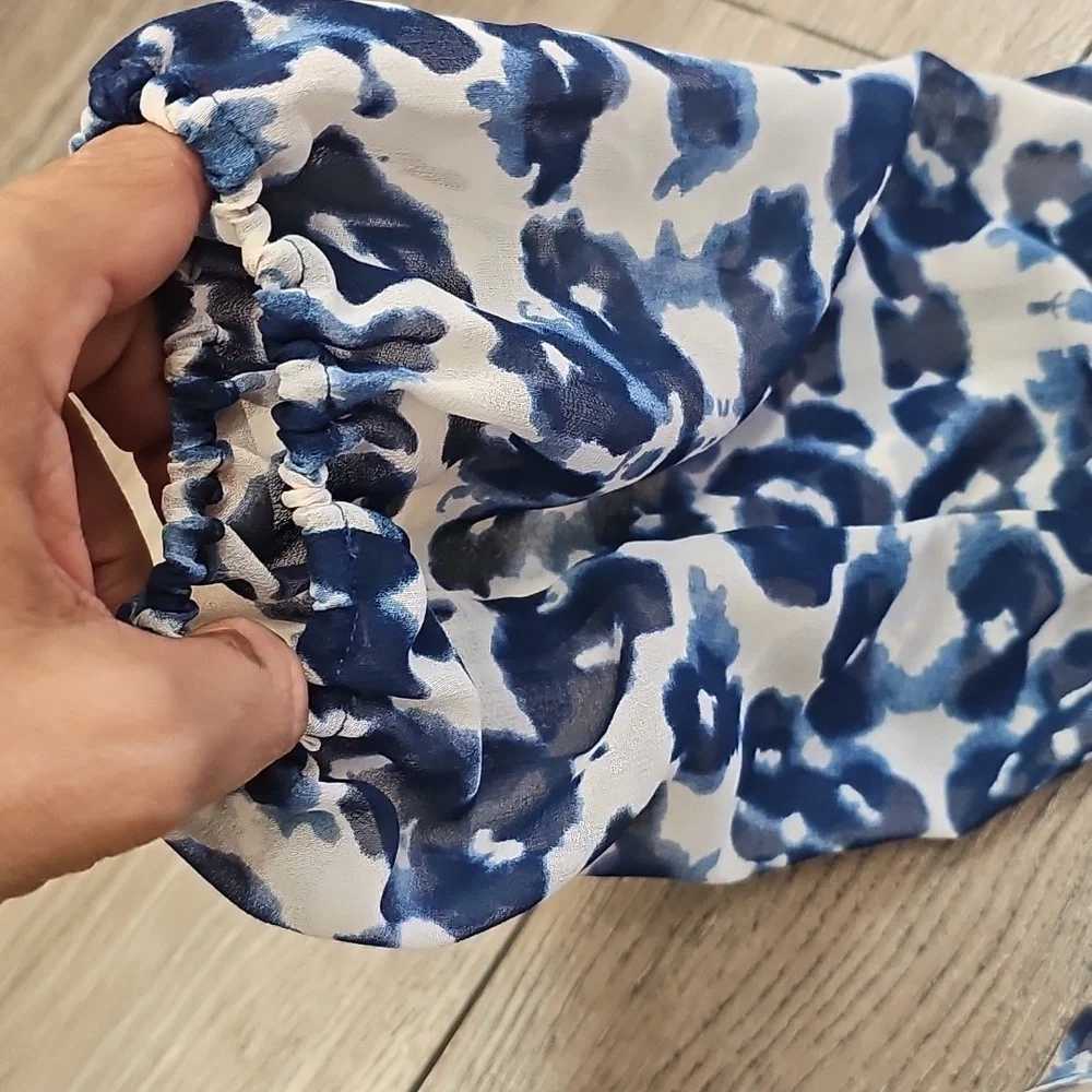 Veronica M, Hippie, Flowy, Baggy, Blue, Relax, Resort, Causal, Blouse, Top,